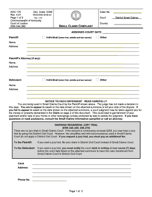 Printable Small Claims Forms Fill Online Printable Fillable Blank