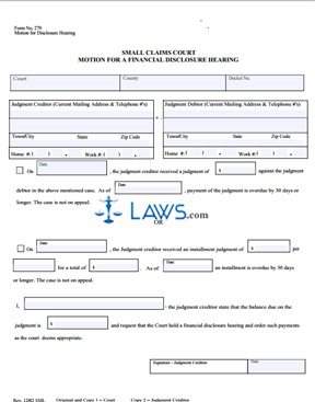 Small Claims Court Motion For A Financial Disclosure Affidavit 