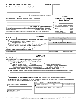 Submit Wisconsin Summons Form Samples In PDF Financial disclosure 