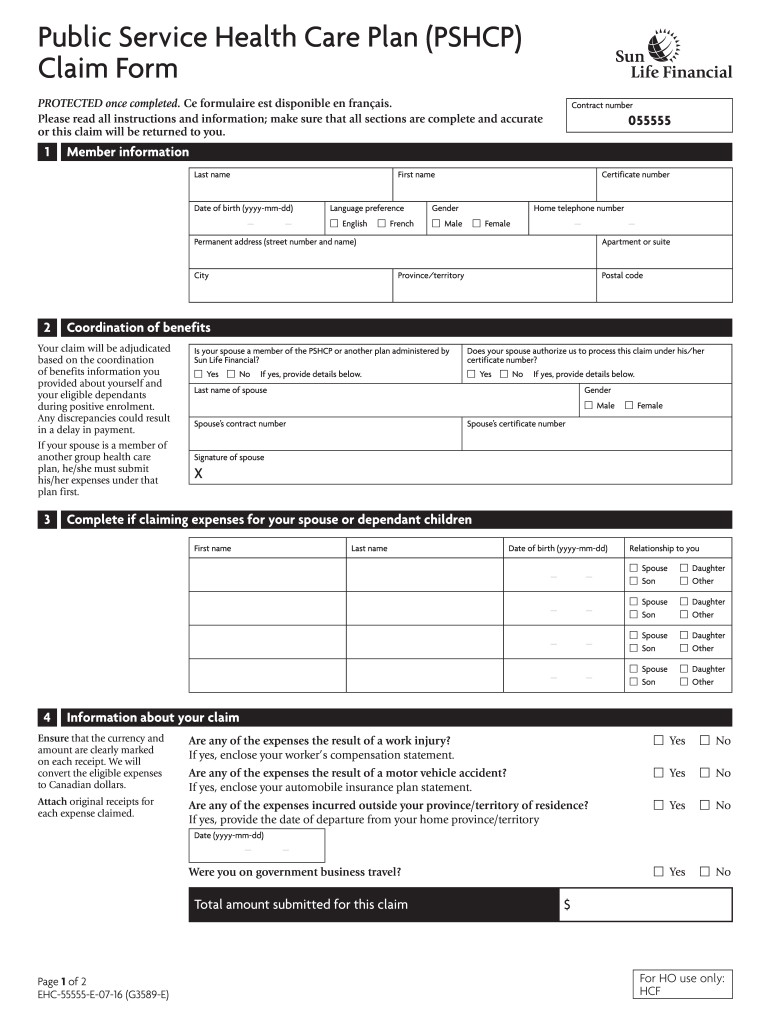 Sunlife Pshcp Fill Out And Sign Printable PDF Template SignNow