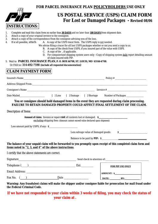 Top Usps Claim Form Templates Free To Download In PDF Format