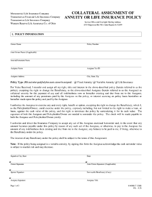 Transamerica Collateral Assignment Form Fill Online Printable