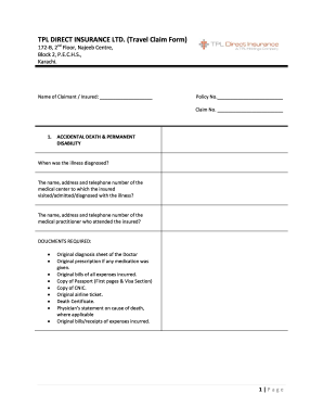 Travel Insurance Form Pdf Insurance