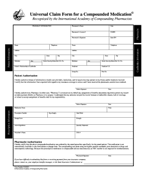 Universal Claim Form For A Compounded Medication Fill Online