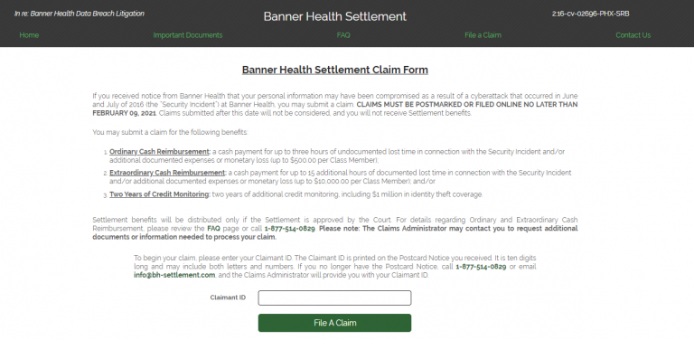 Www bh settlement Banner Health Settlement Claim Guest Survey