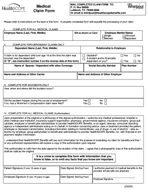 Printable Medical Claim Form Templates Fillable Samples In PDF ClaimForms Net