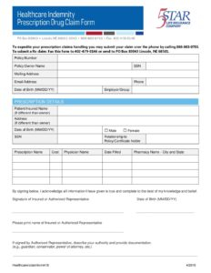 5 Star Life HI RX Claim Form 4 2018 Fillable