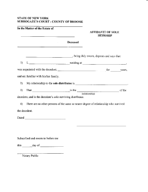 Affidavit Of Heirship New York Fill Online Printable Fillable 