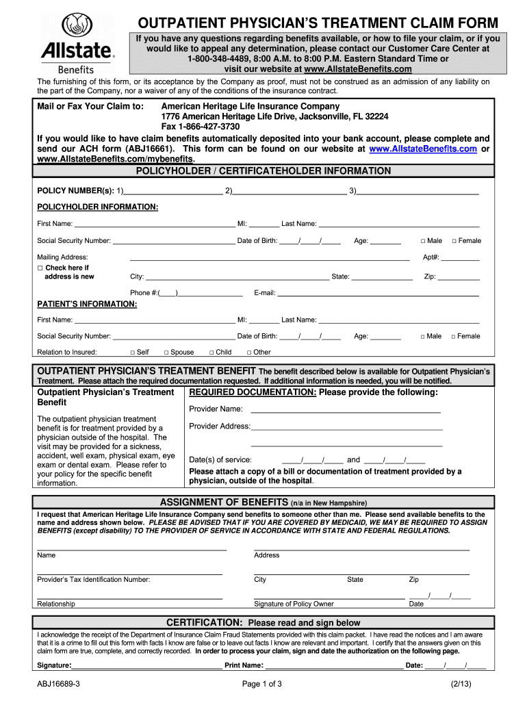 Allstate Benefits Claim Forms Fill Online Printable Fillable Blank