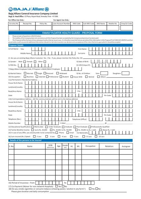 Bajaj Allianz Health Insurance Premium Receipt Insurance