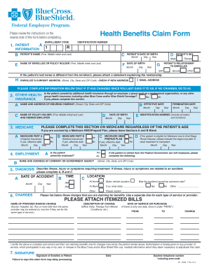 Blue Cross Blue Shield Federal Health Benefits Claim Form pdf Fill 