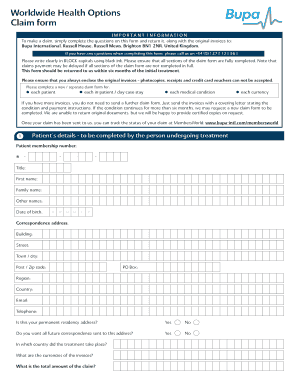 Bupa Claim Form 2018 Fill Online Printable Fillable Blank PdfFiller