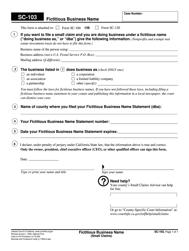 CA SC 103 2006 2022 Complete Legal Document Online US Legal Forms