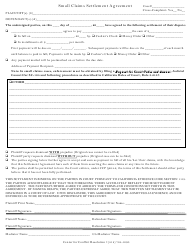 California Small Claims Settlement Agreement Form Download Printable