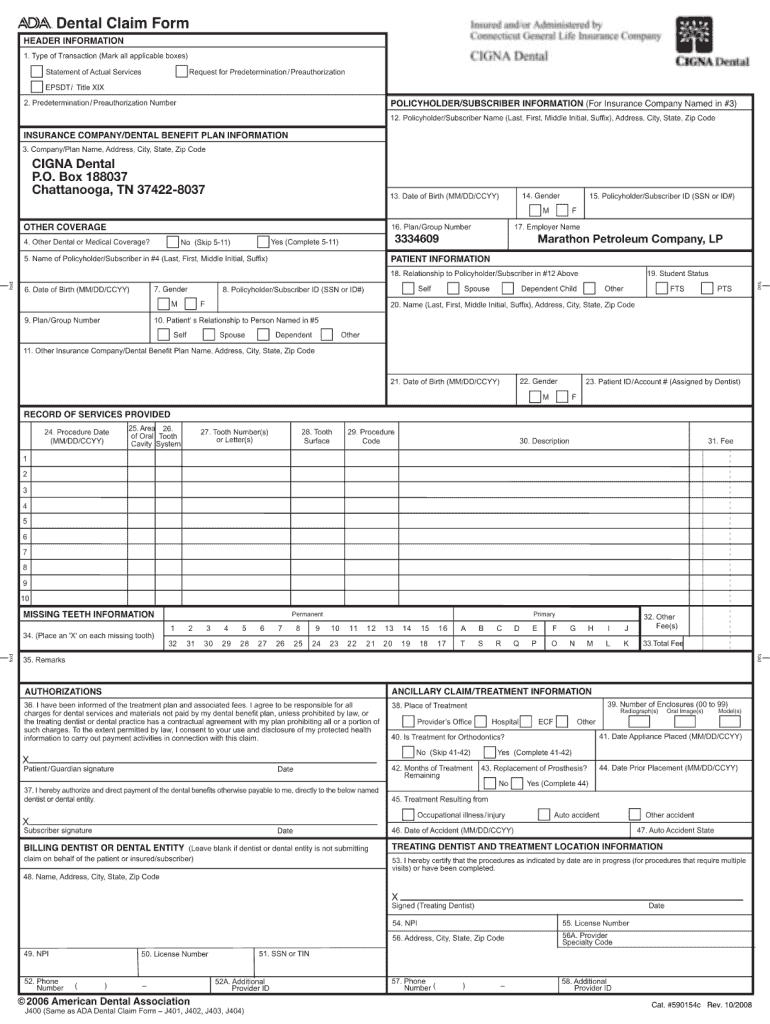 Cigna Dental Claim Form Printable Fill Out And Sign Printable PDF