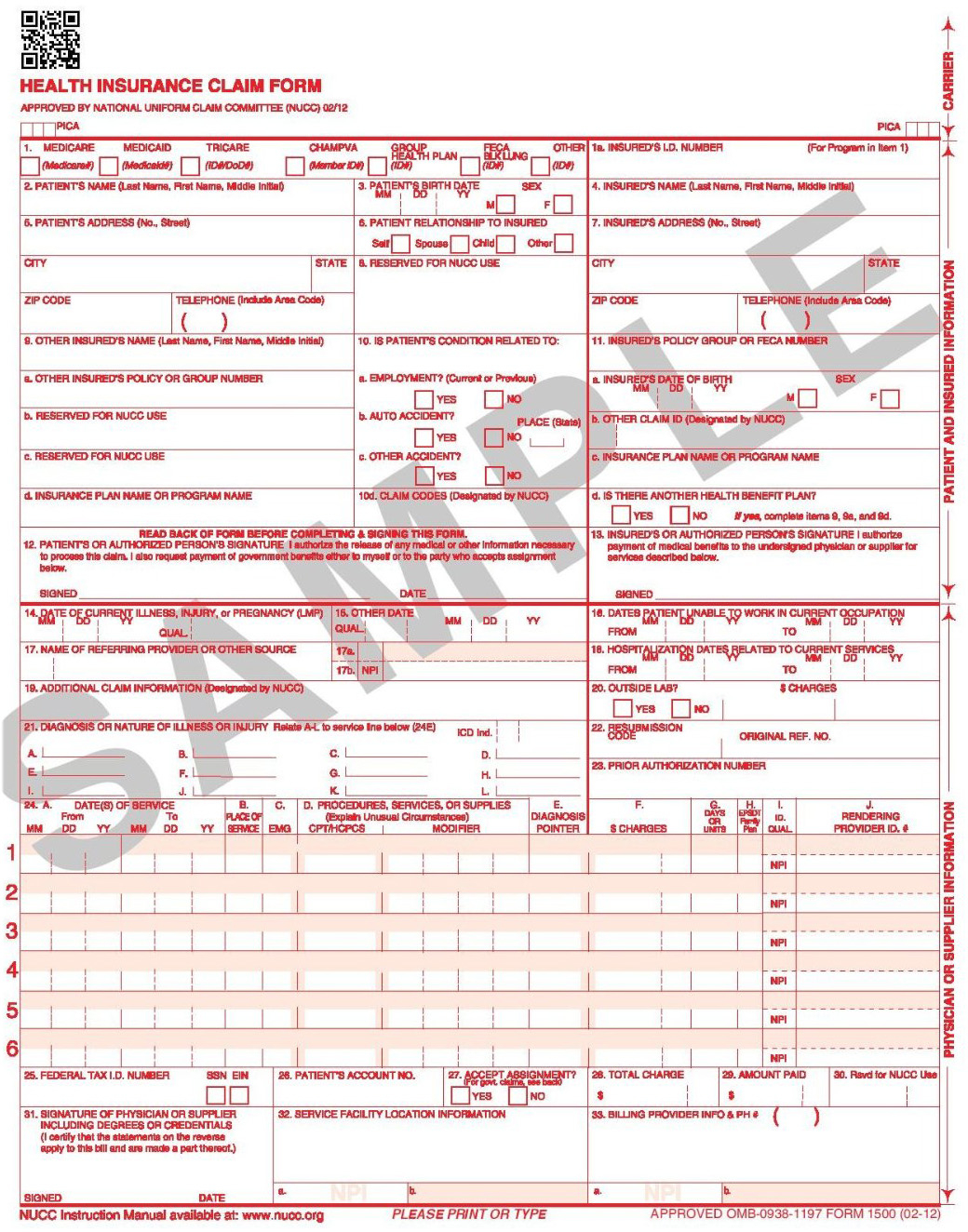 Cincinnati Ins Co Claims Example Of A Completed Cms 1500 Claim Form