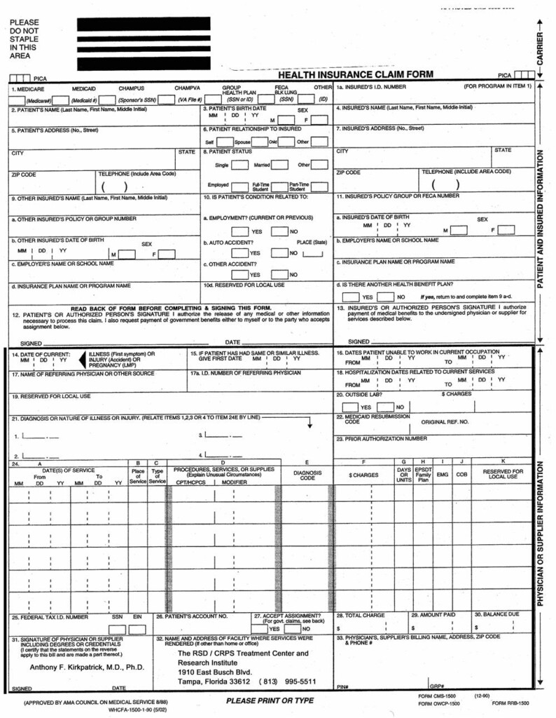 Claim Form Claim Form Health Insurance