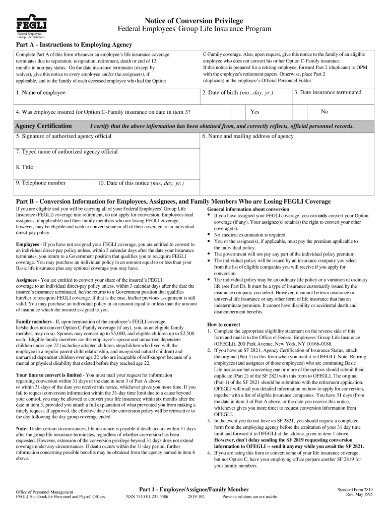 Complete Part A Of This Form Whenever An Employees Life Insurance 