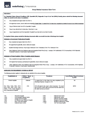 Employee Benefits Group Medical Insurance Claim Form AXA Fill 