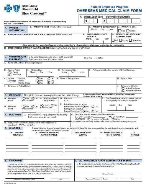 Federal Employee Program OVERSEAS MEDICAL CLAIM FORM