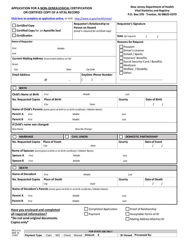 Fill Free Fillable Forms State Of New Jersey