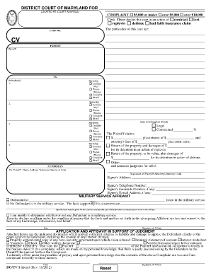 Fillable District Court Of Maryland Complaint Form Edit Online