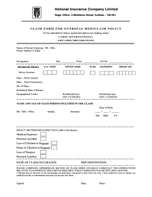 Fillable National Insurance Policy Details Samples To Submit Online 