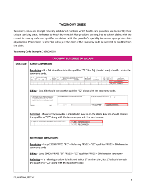 Fillable Online Ambetter Taxonomy Guide Plan Taxonomy Placement On A 