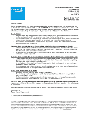 Fillable Online Curtailment Claim Form Bupa Travel Insurance Fax 