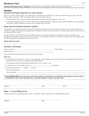 Fillable Online Disclosure Form Ameritas Life Insurance Corp Fax