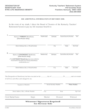 Fillable Online Fcps FORM DB 1 Kentucky Teachers 39 Retirement System 