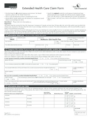 Fillable Online Ihaveaplan Extended Health Care Claim Form I Have A 