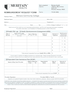 Fillable Online Mohave Meritain Health Reimbursement Request Form 