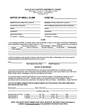 Fillable Online Notice Of BClaimb San Juan County Fax Email Print 