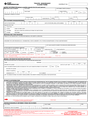 Fillable Online Qc Bluecross TRAVEL INSURANCE CLAIM FORM CONTRACT NO 