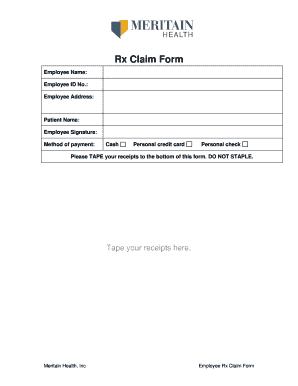 Fillable Online Rx Claim Form Meritain Health Fax Email Print PdfFiller