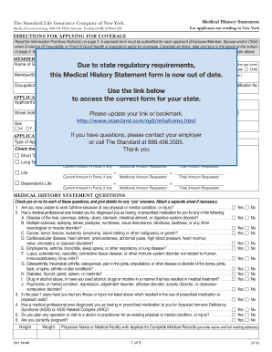 Fillable Online Standard Life Ins Of Ny Billing Address For Medical 