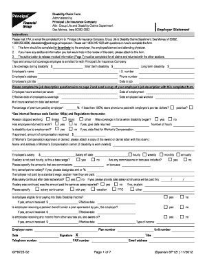 Fillable Principal Life Insurance Claim Status Form Templates To Create