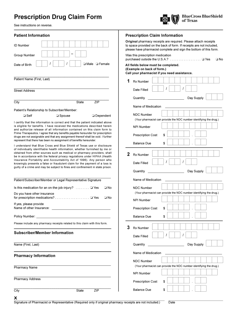 Filling Out A Prescription Claim Form Fill Out And Sign Printable PDF 