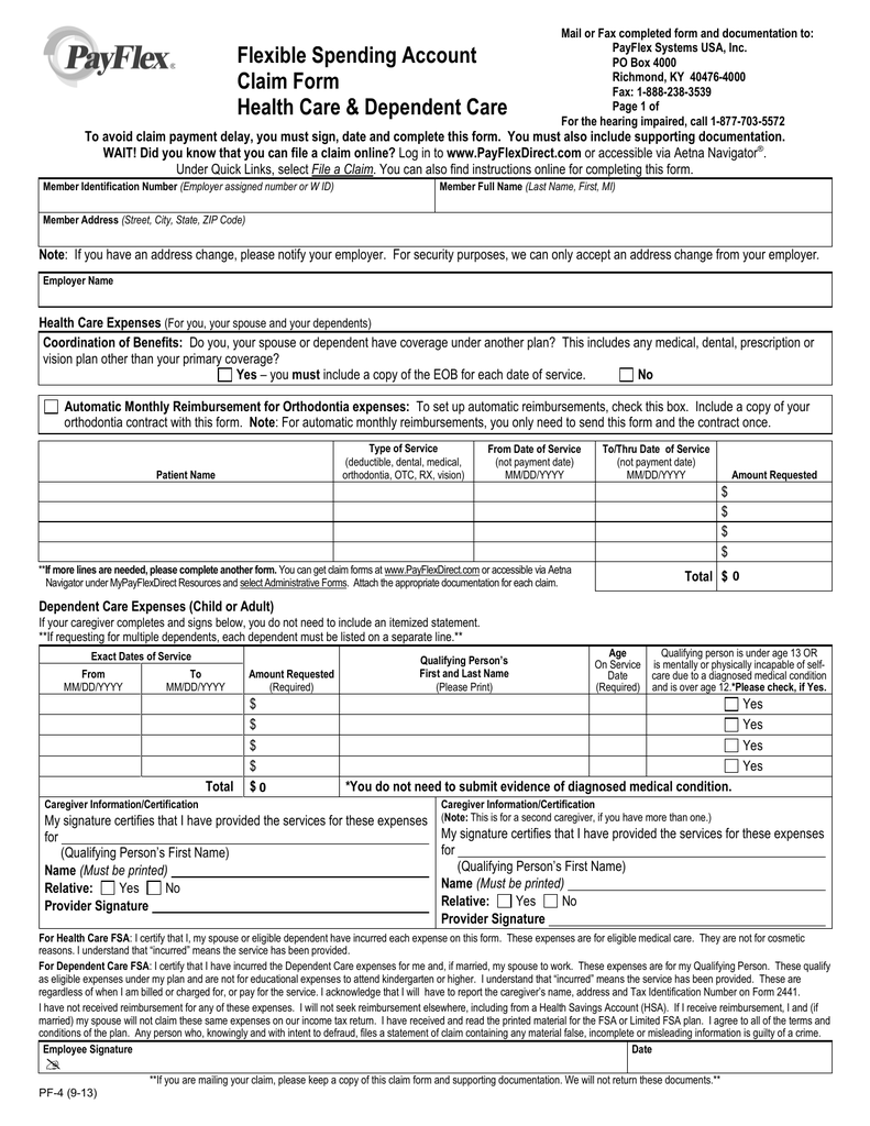 Flexible Spending Account Claim Form