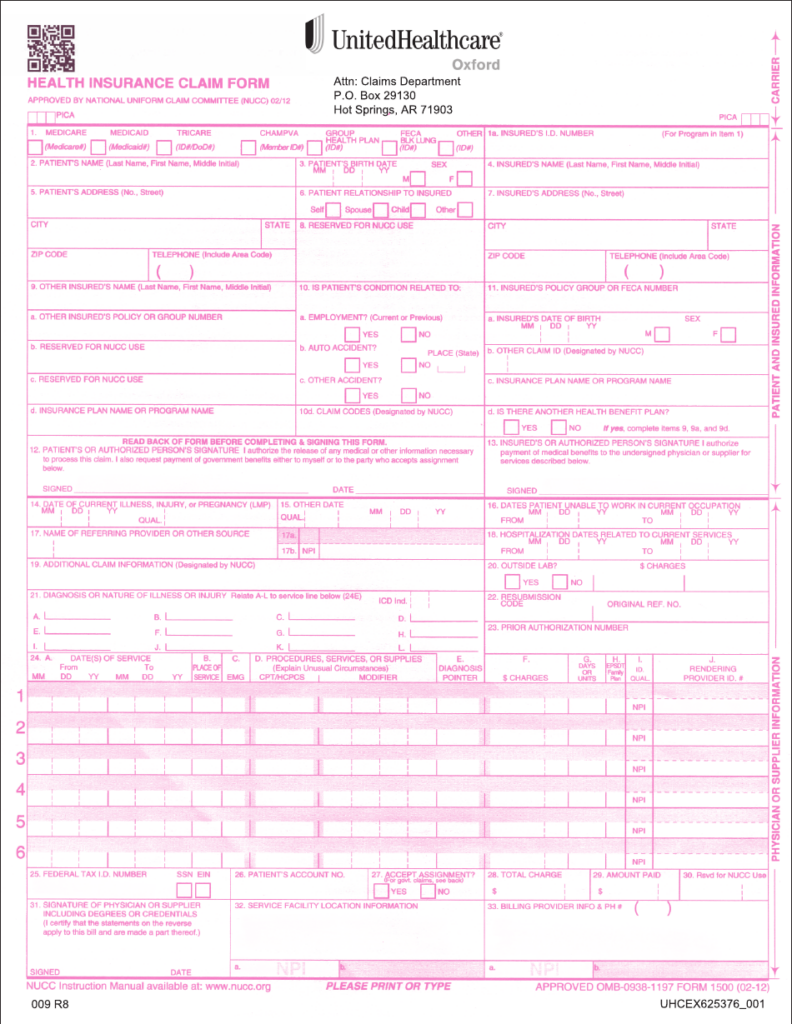 Form 009 Download Printable PDF Or Fill Online Health Insurance Claim 