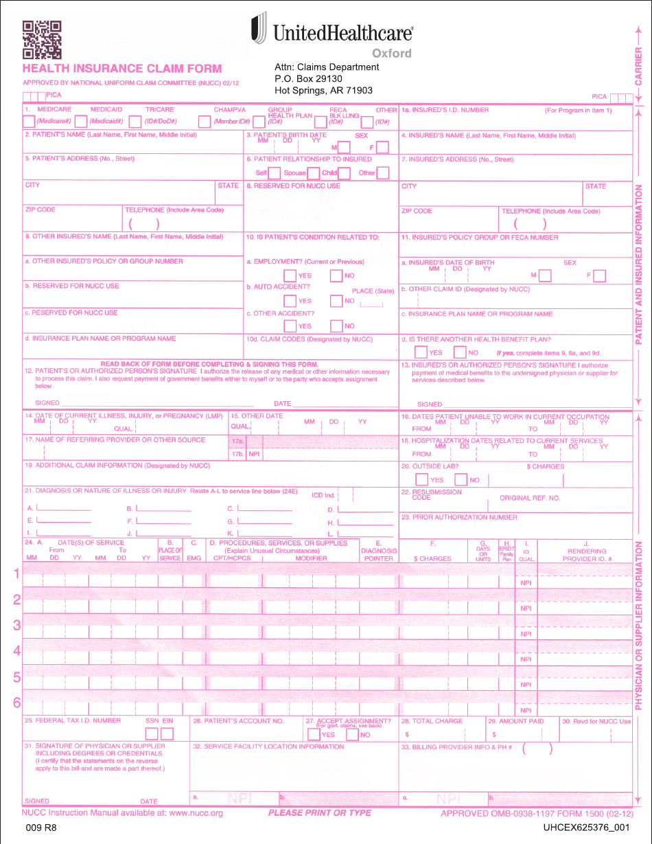 Form 009 Download Printable PDF Or Fill Online Health Insurance Claim