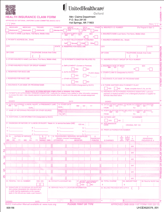 Form 009 Download Printable PDF Or Fill Online Health Insurance Claim 