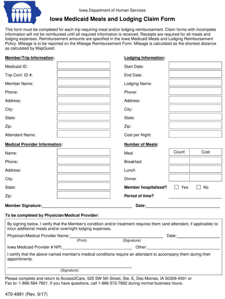 Form 470 4991 Download Printable PDF Or Fill Online Iowa Medicaid Meals 