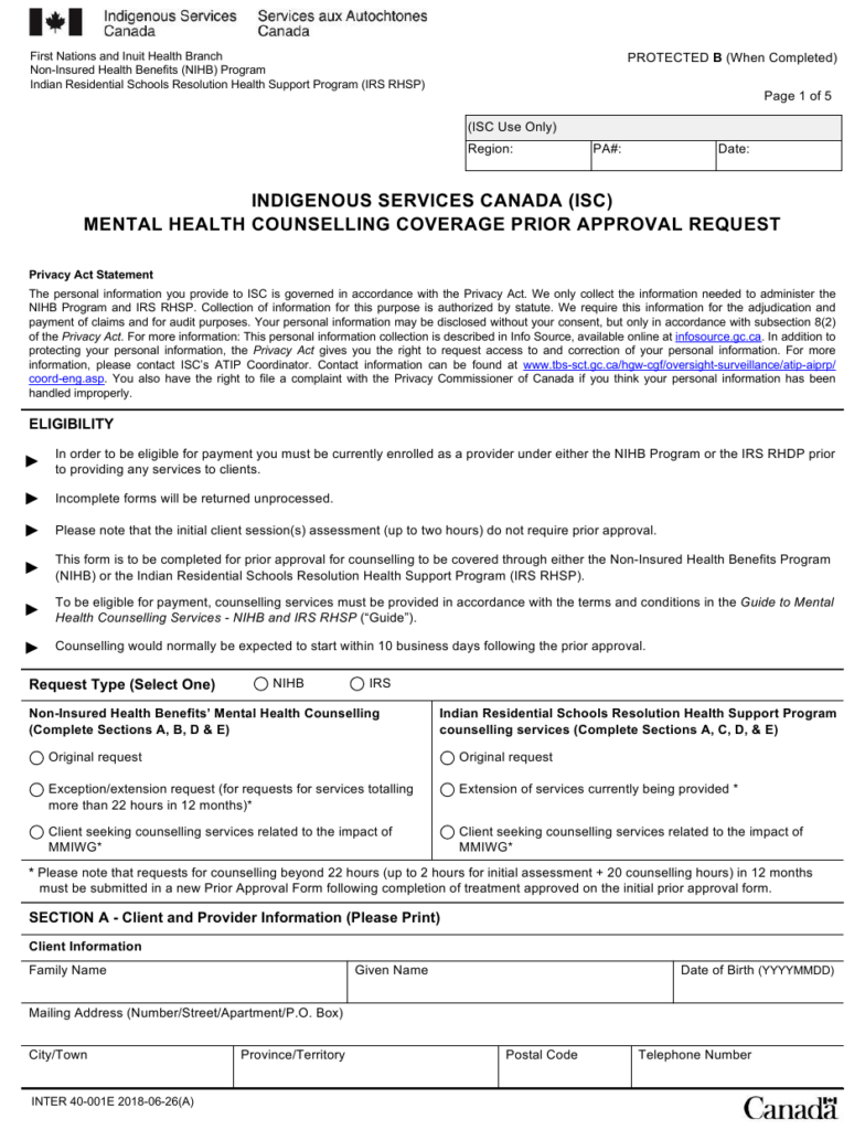 Form INTER40 001E Download Fillable PDF Or Fill Online Mental Health 