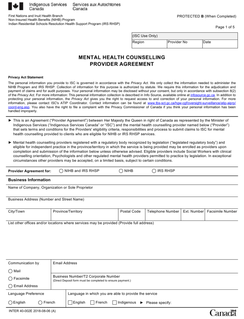 Form INTER40 002E Download Fillable PDF Or Fill Online Mental Health 