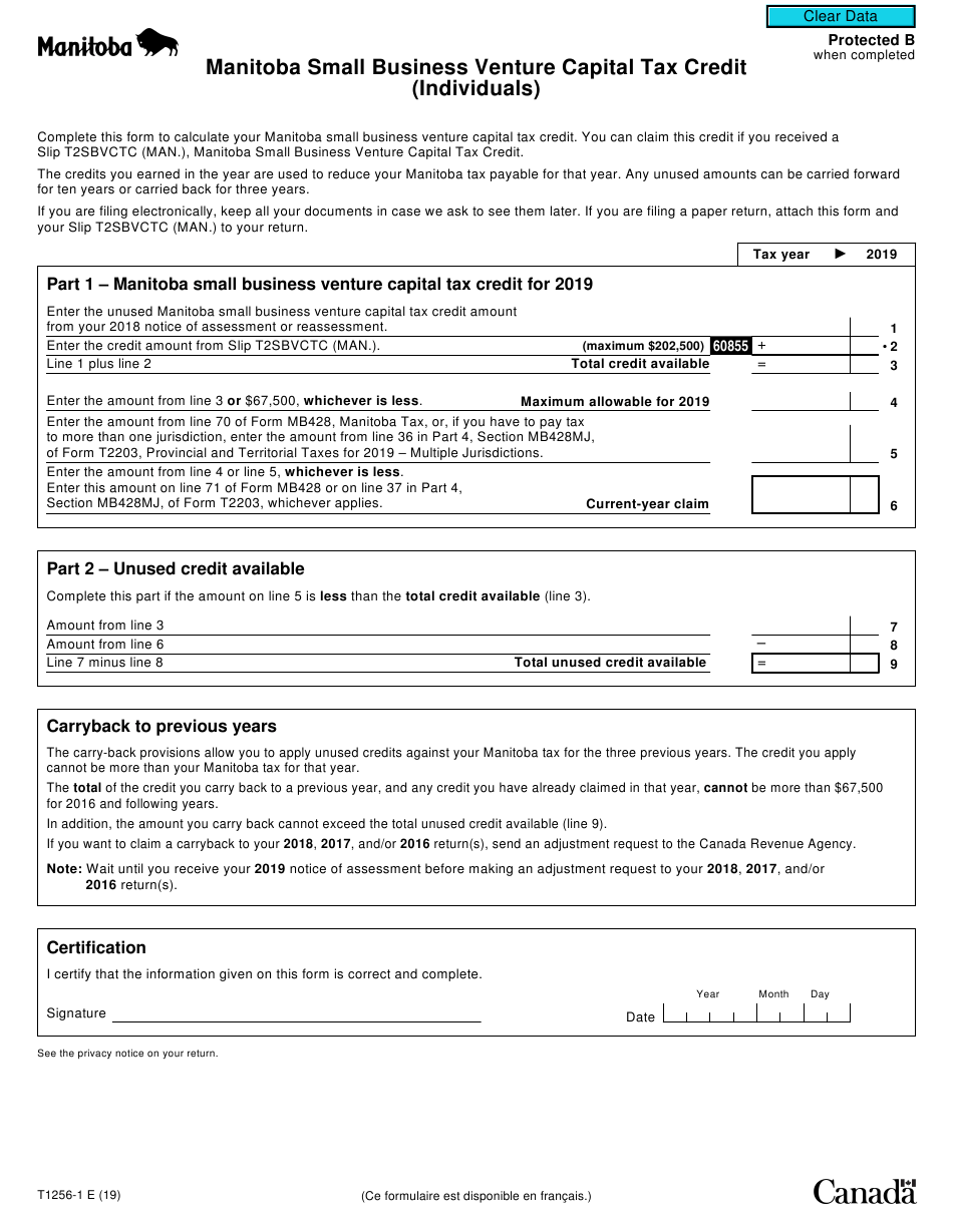 Form T1256 1 Download Fillable PDF Or Fill Online Manitoba Small 