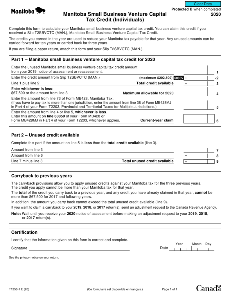 Form T1256 1 Download Fillable PDF Or Fill Online Manitoba Small 