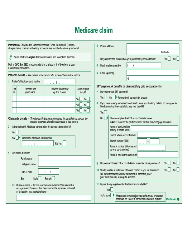 FREE 8 Sample Medicare Forms In MS Word PDF