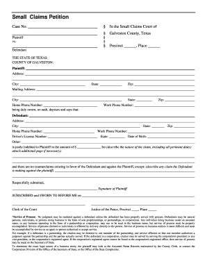 Galveston Small Claims Court Fill Online Printable Fillable Blank 